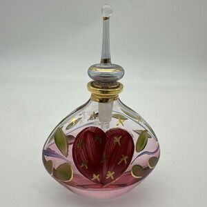 Vintage Royal Limited Italian 24% Lead Crystal Hand Painted Perfume Bottle 5"H